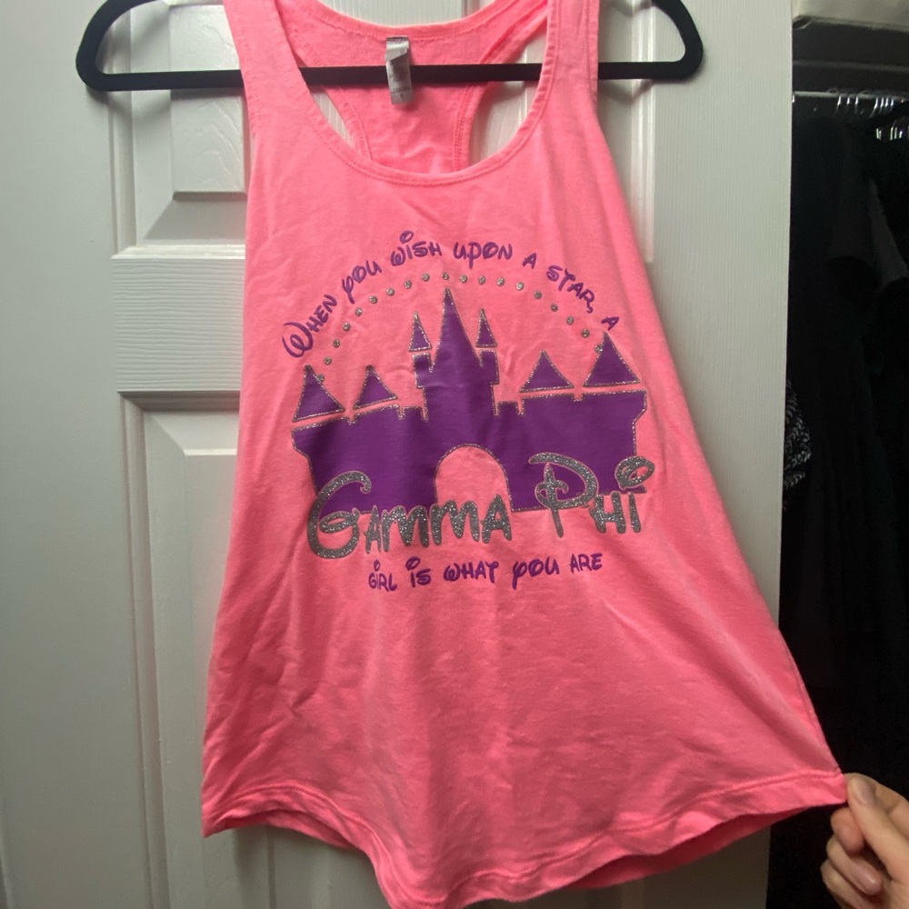 Gamma Phi Beta Pink Next Level Apparel Disney Princess Tank Top NWOT